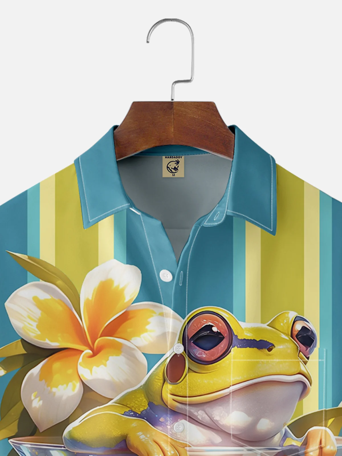 Moisture-wicking Floral Frog Chest Pocket Bowling Shirt