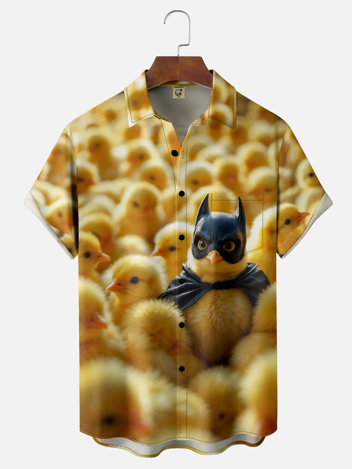 Tall Size Moisture-wicking Chicken Bat Funny Chest Pocket Casual Shirt