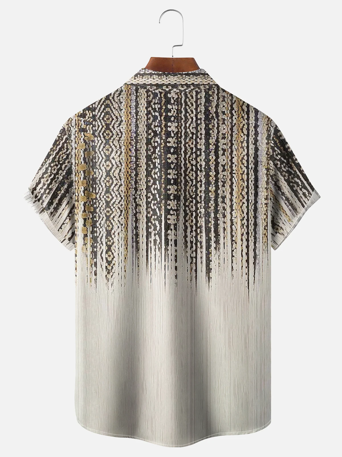 Moisture Wicking Stripe Geometric Chest Pocket Hawaiian Shirt