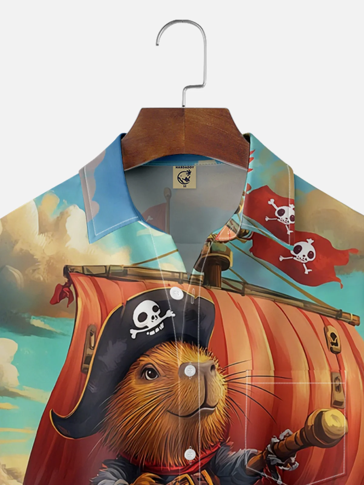 Moisture Wicking Ocean Corsair Capybara Chest Pocket Hawaiian Shirt