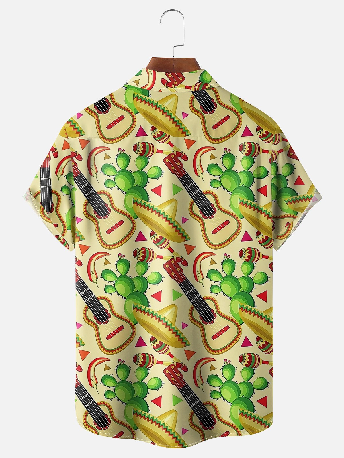 Moisture Wicking Cinco de Mayo Hat Skull Chest Pocket Hawaiian Shirt