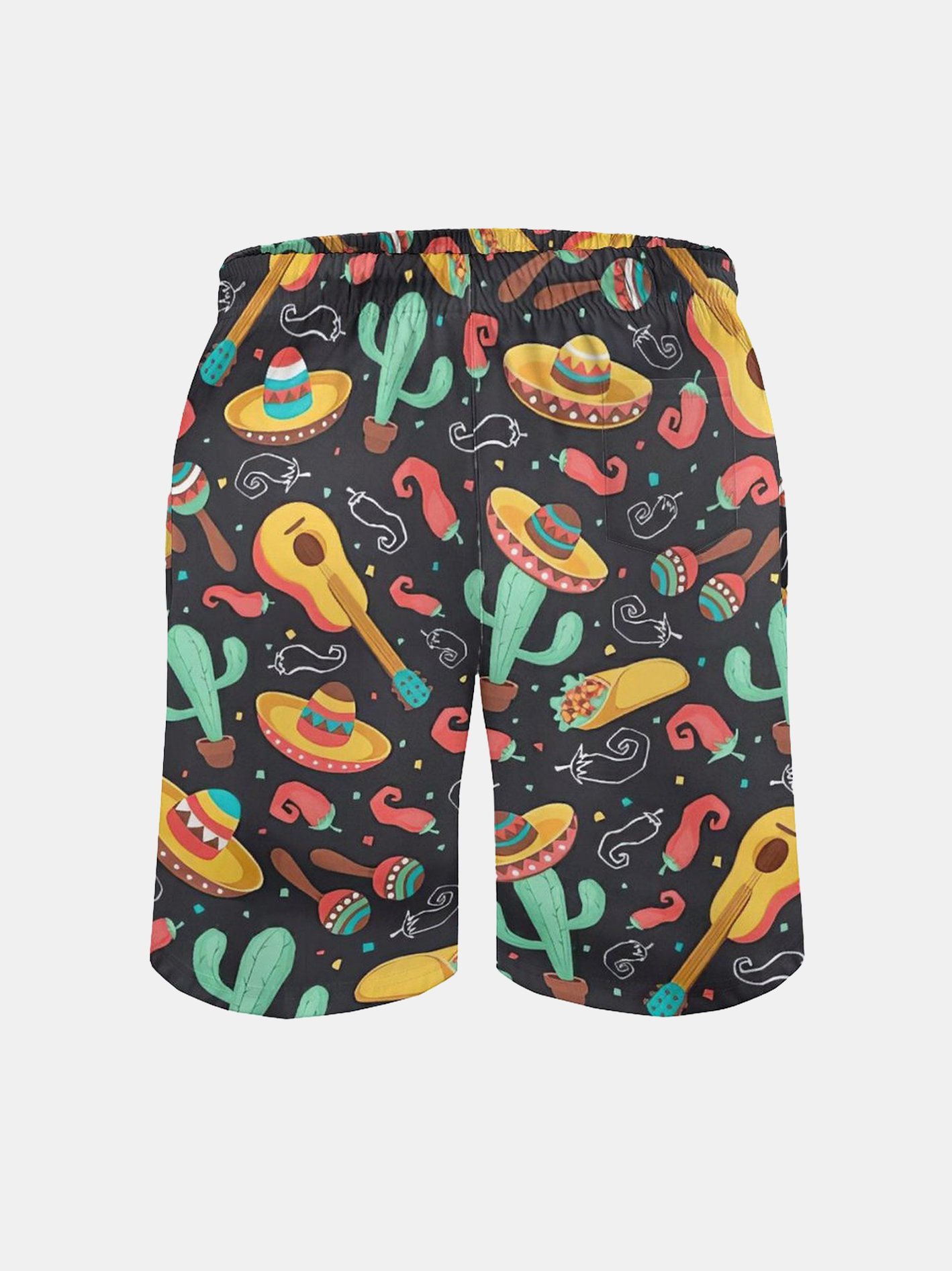 Men's Swim Trunks Hawaiian Mexican Culture Sombrero Pepper Beach Shorts with Pockets
