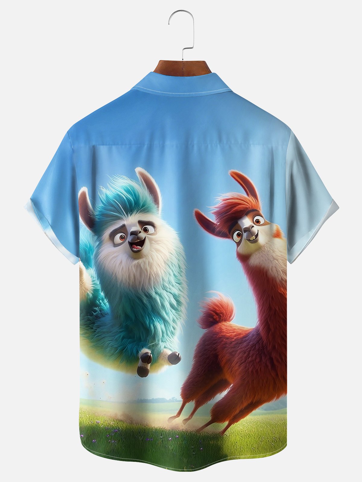 Moisture-wicking Avant-garde Crazy Alpaca Cheerful Fun Chest Pocket Hawaiian Shirt
