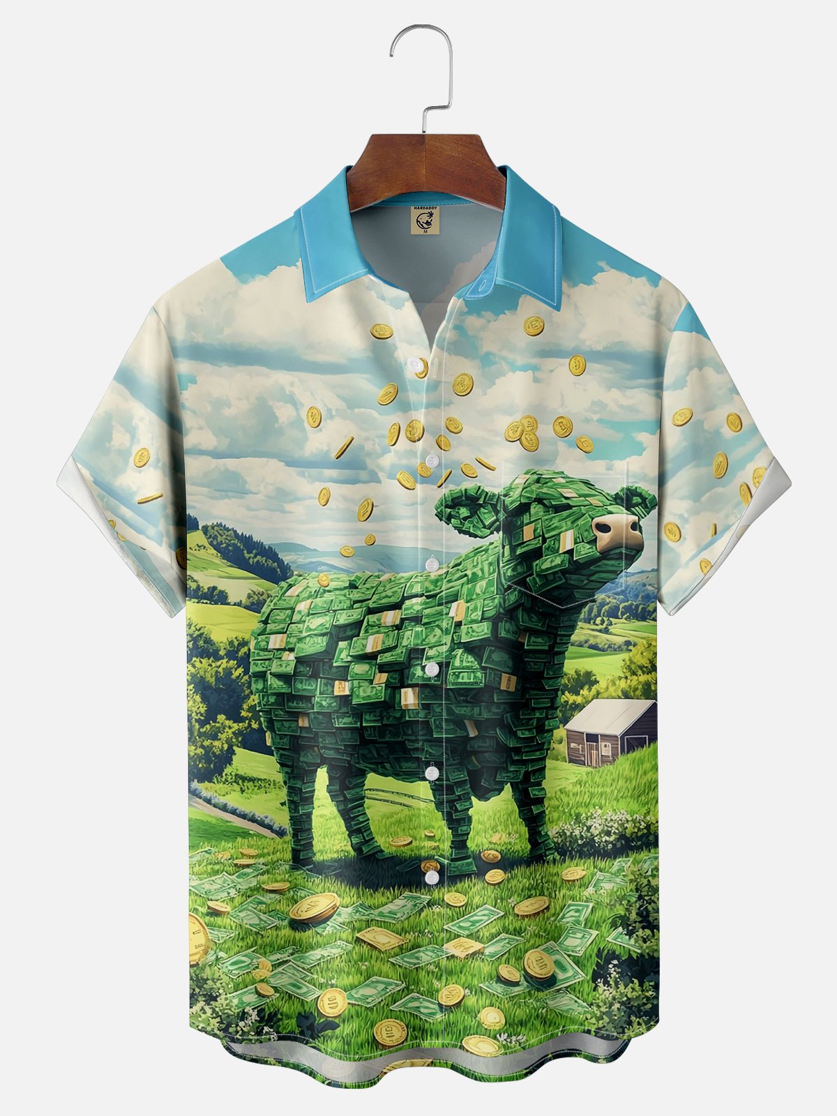 Moisture-wicking Cash Cow Funny Chest Pocket Casual Shirt