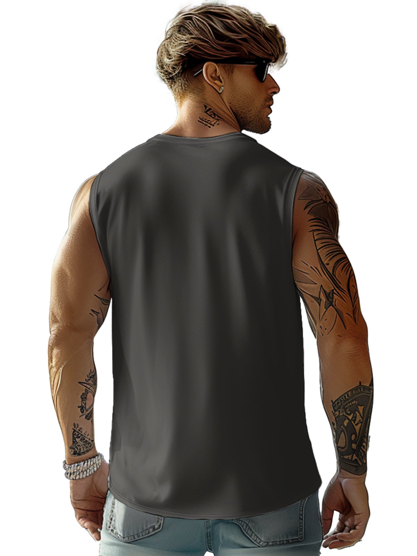 Mens Crewneck Tank Tops Beer Beach Sleeveless Shirt