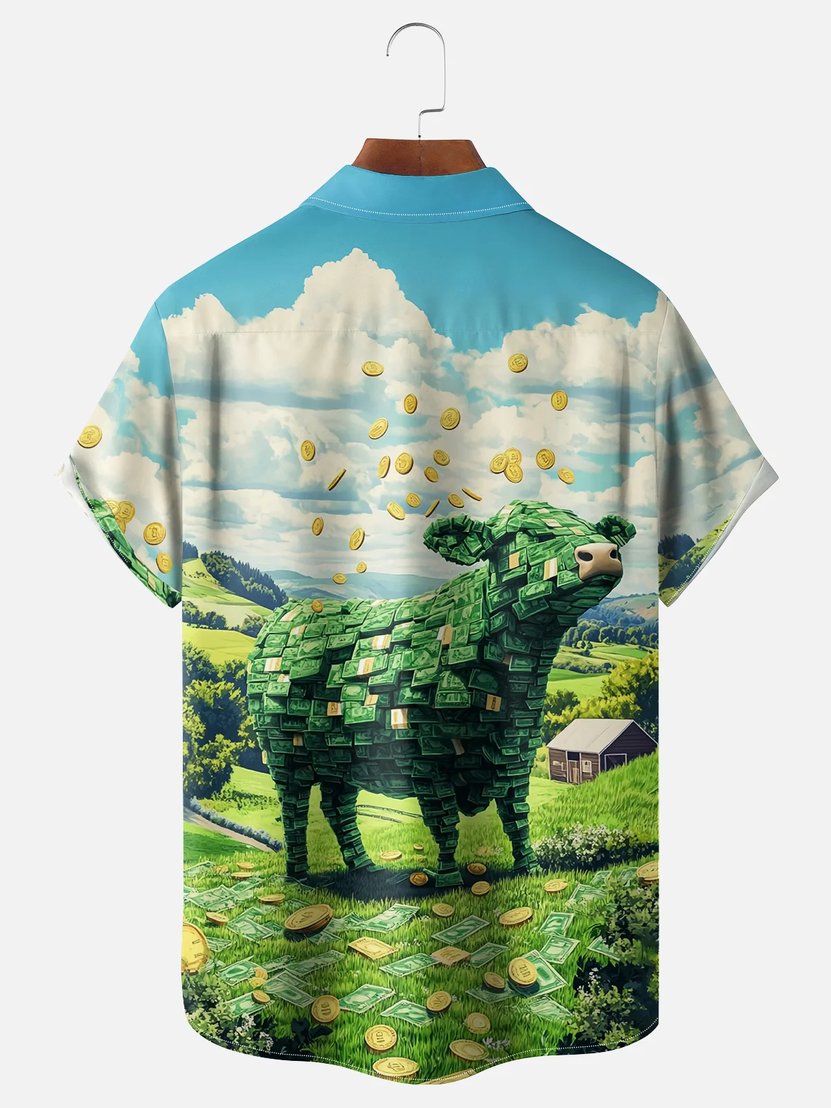 Moisture-wicking Cash Cow Funny Chest Pocket Casual Shirt