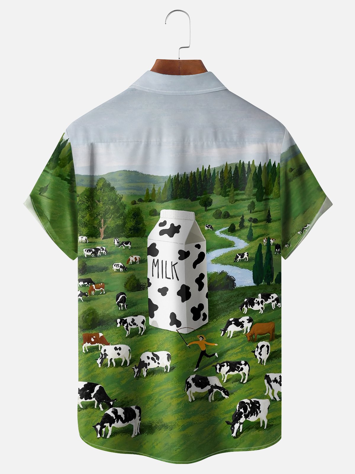 Moisture-wicking Cow Farm Funny Chest Pocket Casual Shirt