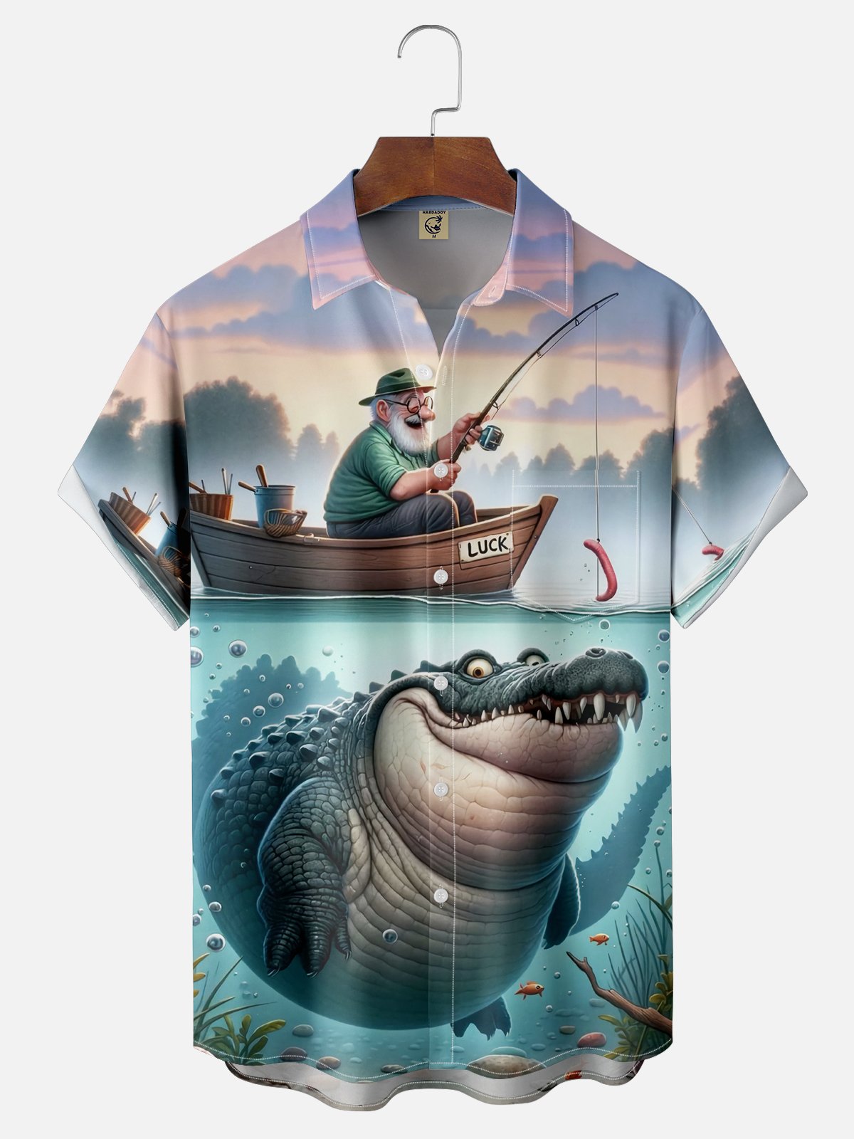 Moisture-wicking Fishing Alligator Funny Chest Pocket Casual Shirt