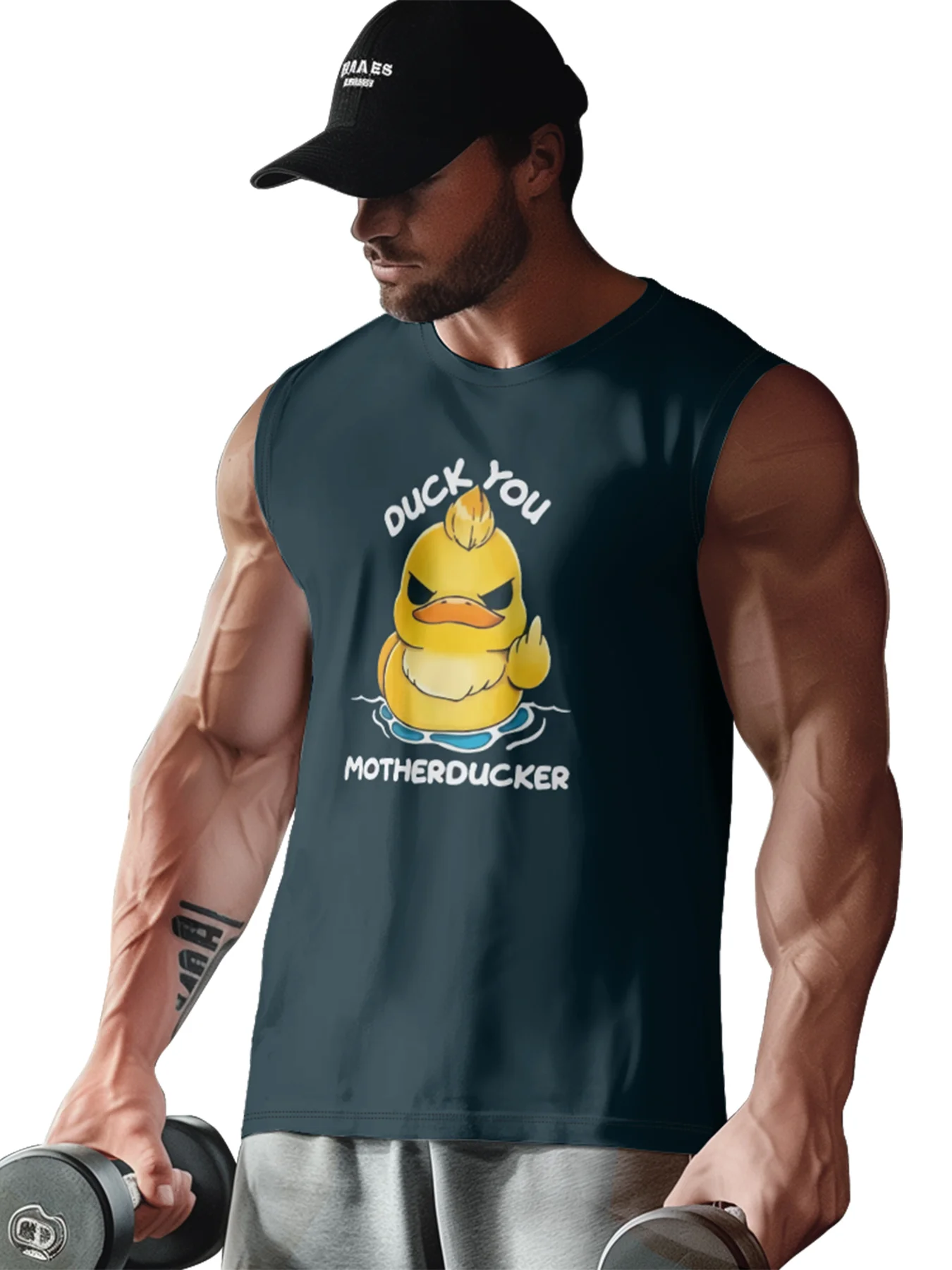 Mens Crewneck Tank Tops Duck You Motherducker Beach Sleeveless Shirt