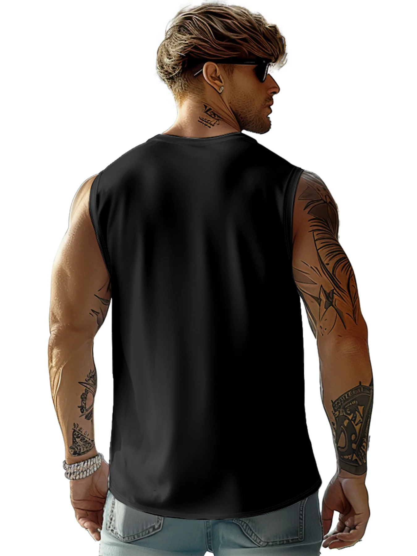 Mens Crewneck Tank Tops American Football Beer Beach Sleeveless Shirt