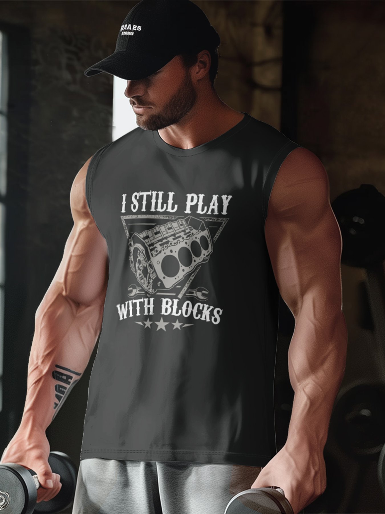 Mens Crewneck Tank Tops I Still Play With Blocks Beach Sleeveless Shirt