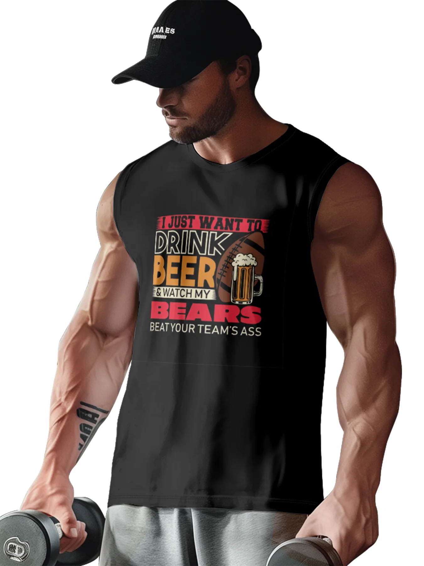 Mens Crewneck Tank Tops American Football Beer Beach Sleeveless Shirt