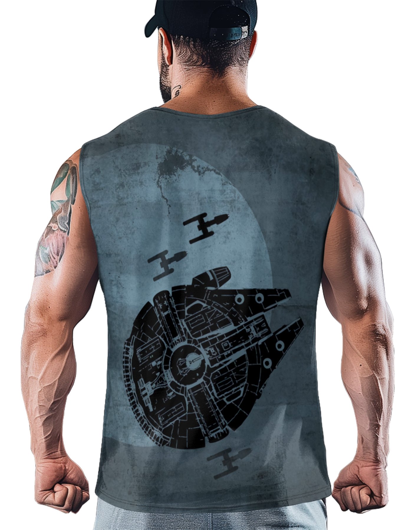 Mens Crewneck Tank Tops Star Plane Beach Sleeveless Shirt