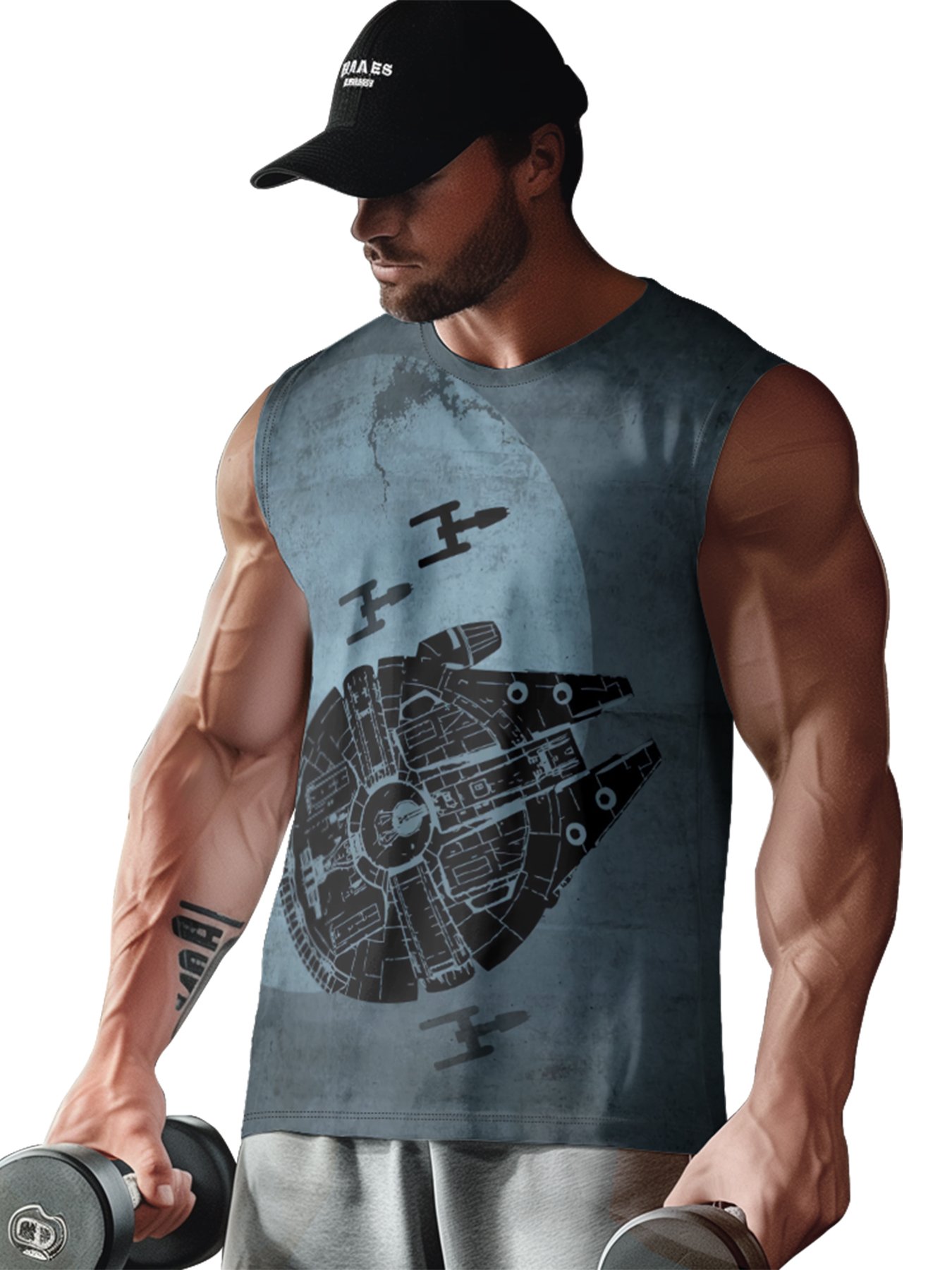 Mens Crewneck Tank Tops Star Plane Beach Sleeveless Shirt