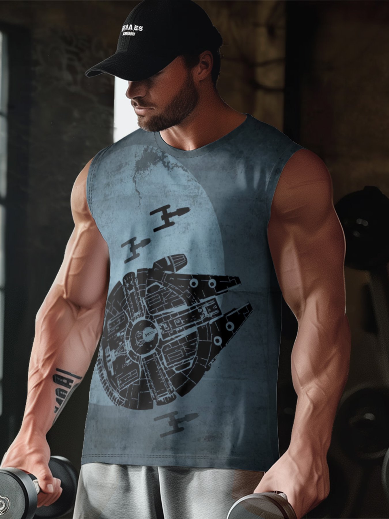 Mens Crewneck Tank Tops Star Plane Beach Sleeveless Shirt