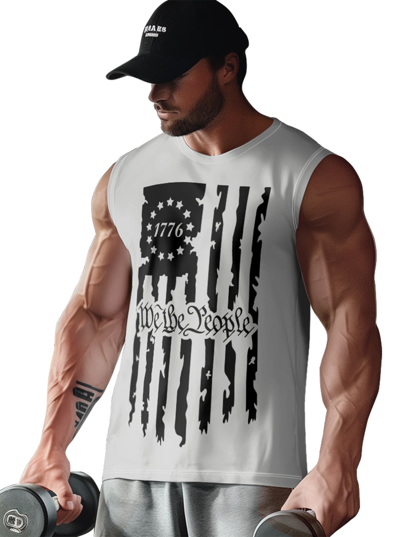 Mens Crewneck Tank Tops 1776 We the People Beach Sleeveless Shirt