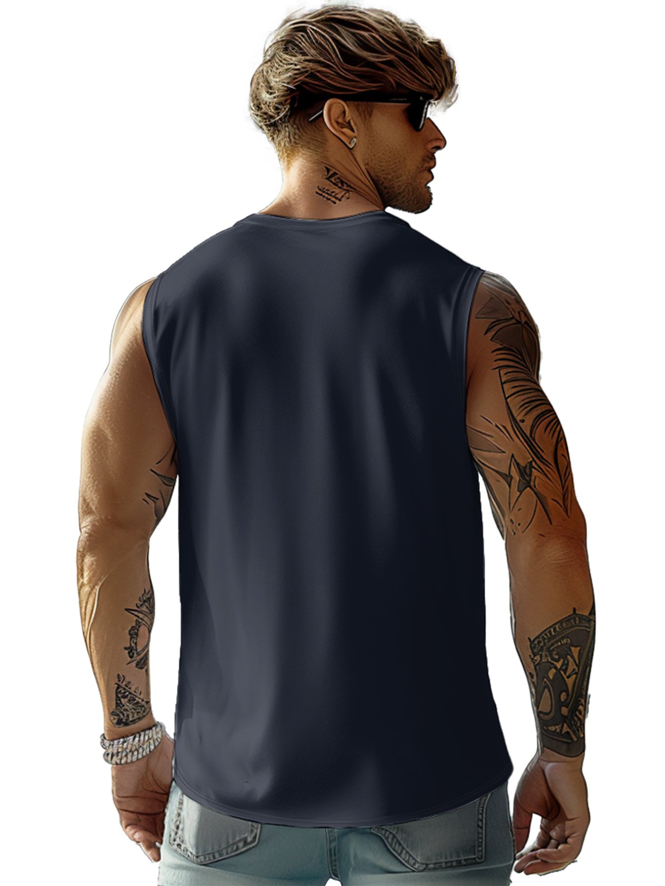 Mens Crewneck Tank Tops May The Force Be With You Beach Sleeveless Shirt