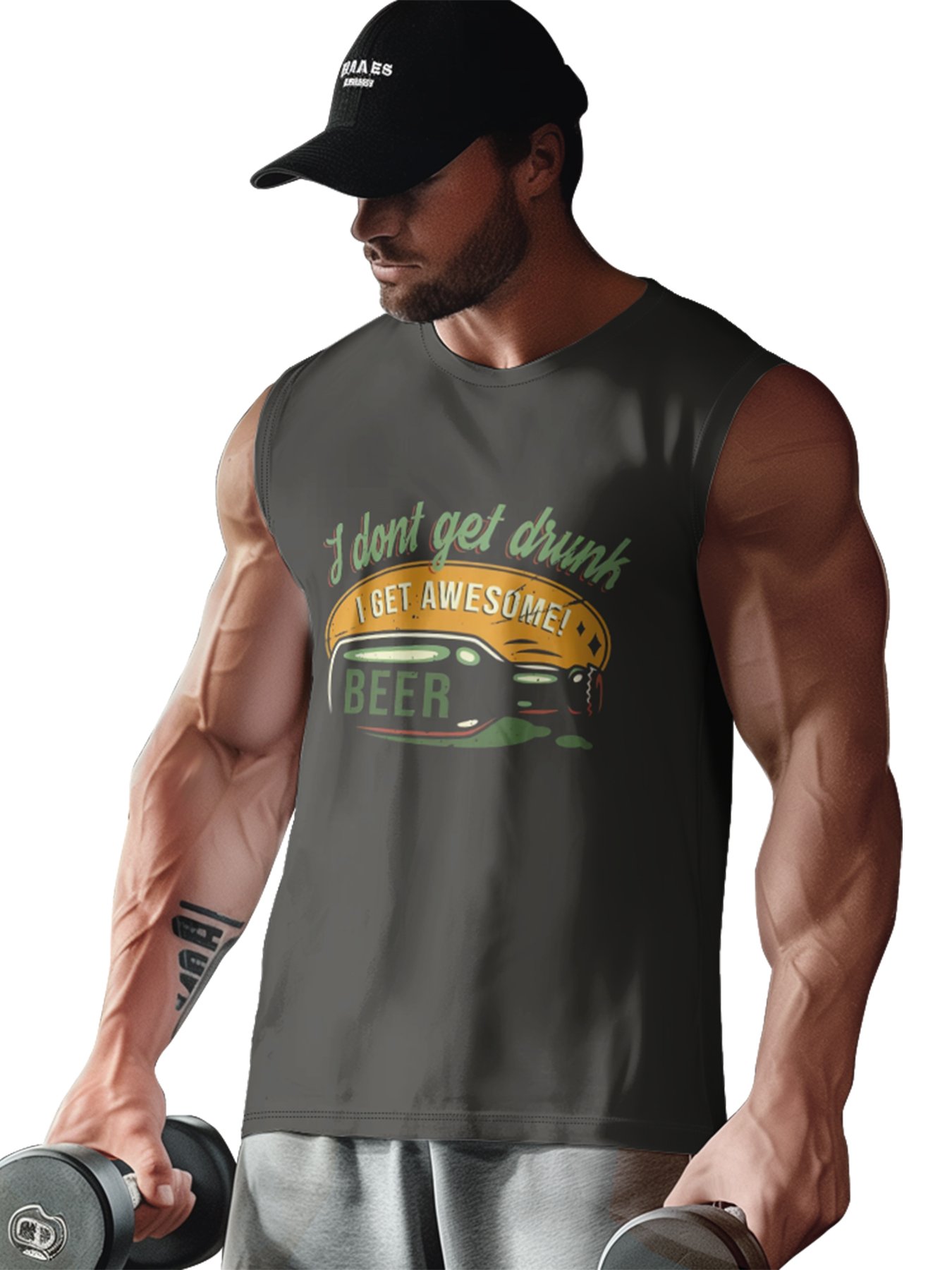 Mens Crewneck Tank Tops Beer Beach Sleeveless Shirt