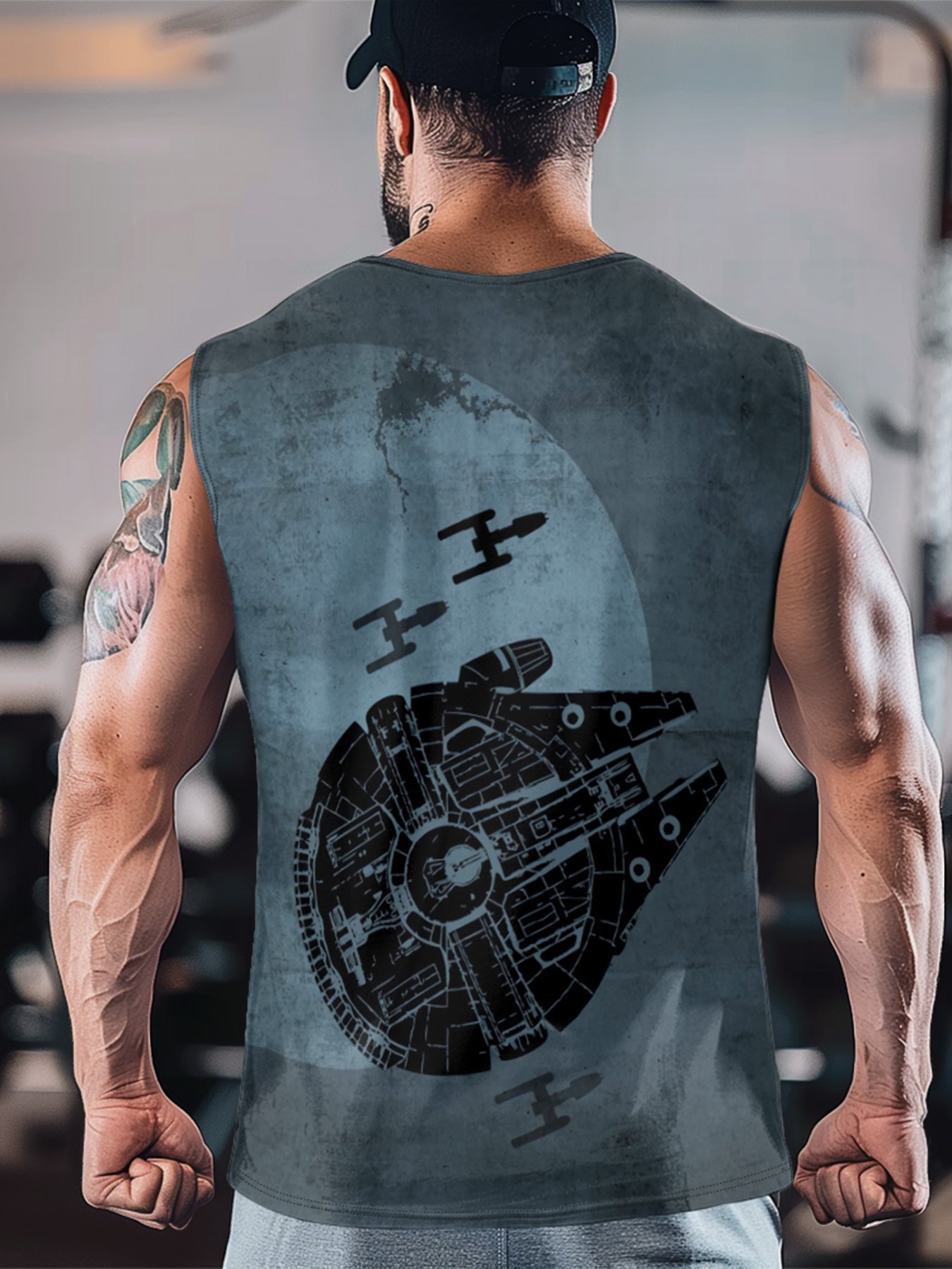 Mens Crewneck Tank Tops Star Plane Beach Sleeveless Shirt