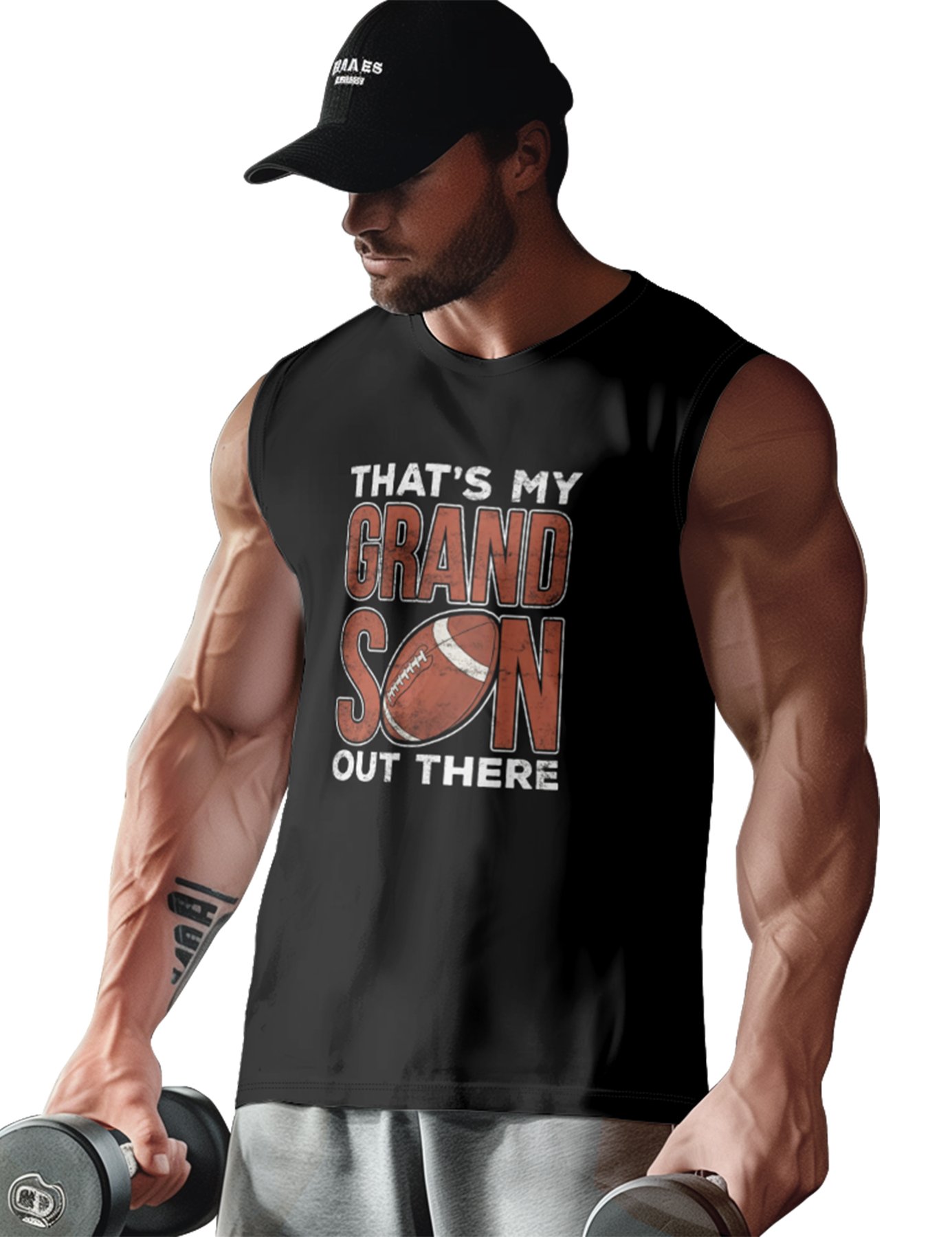 Mens Crewneck Tank Tops American Football Grandson Out There Beach Sleeveless Shirt