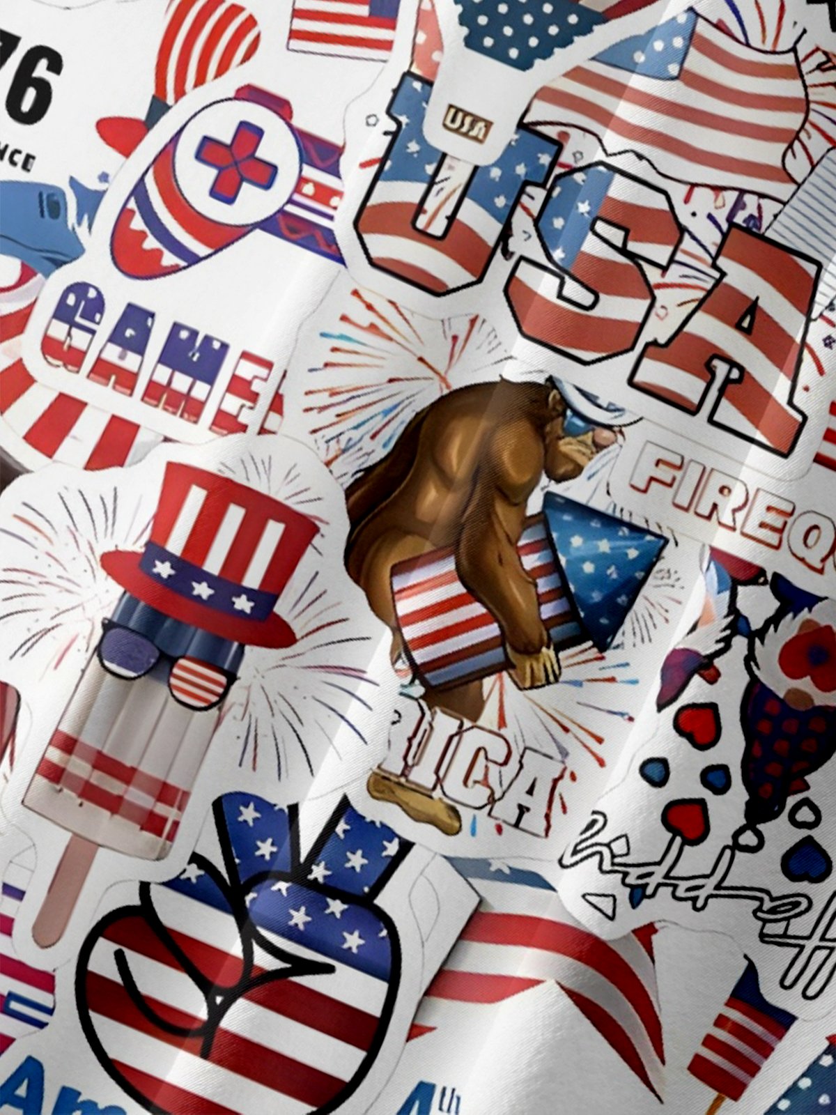 Moisture Wicking USA Independence Day Chest Pocket Hawaiian Shirt