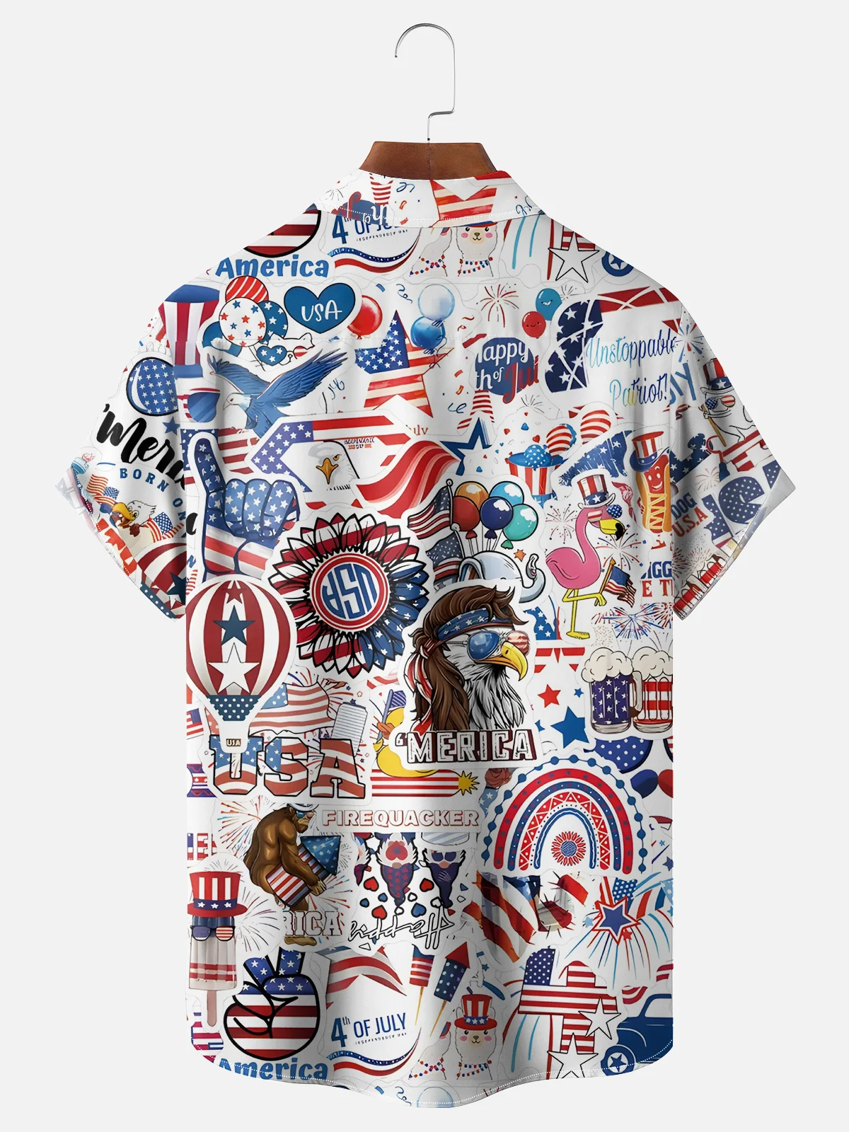Moisture Wicking USA Independence Day Chest Pocket Hawaiian Shirt