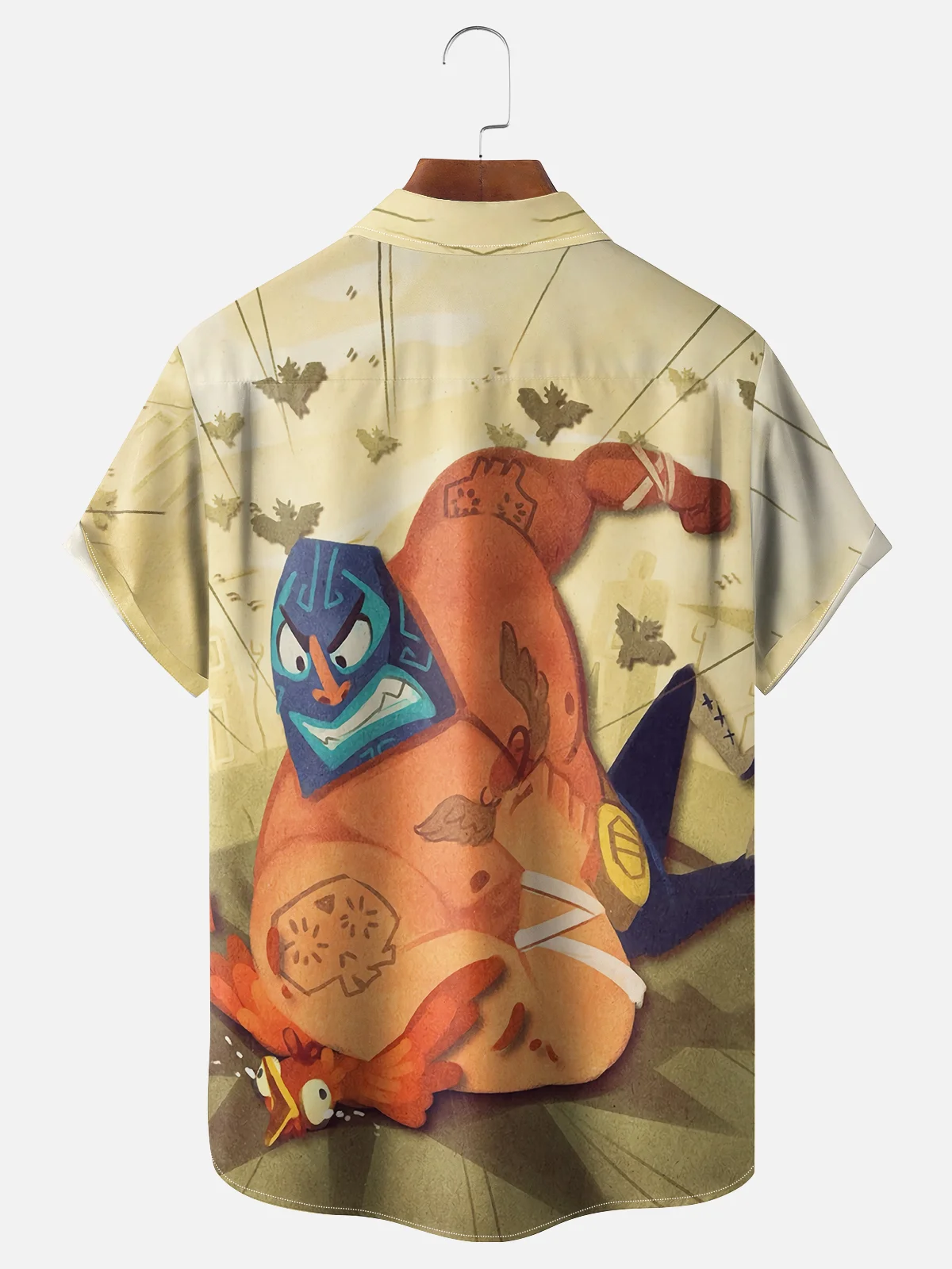 Moisture Wicking Wrestling Chicken Chest Pocket Hawaiian Shirt