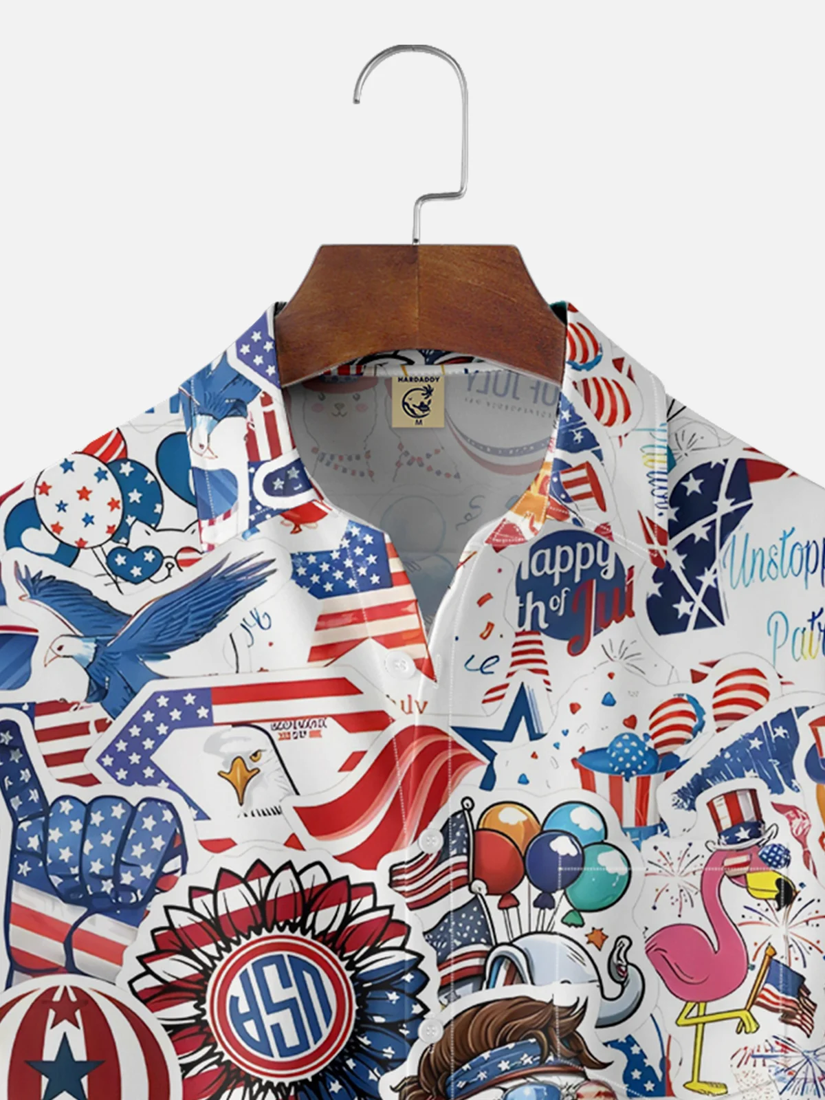 Moisture Wicking USA Independence Day Chest Pocket Hawaiian Shirt