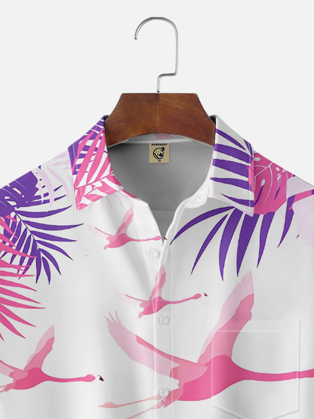 Moisture Wicking Floral Flamingo Chest Pocket Hawaiian Shirt
