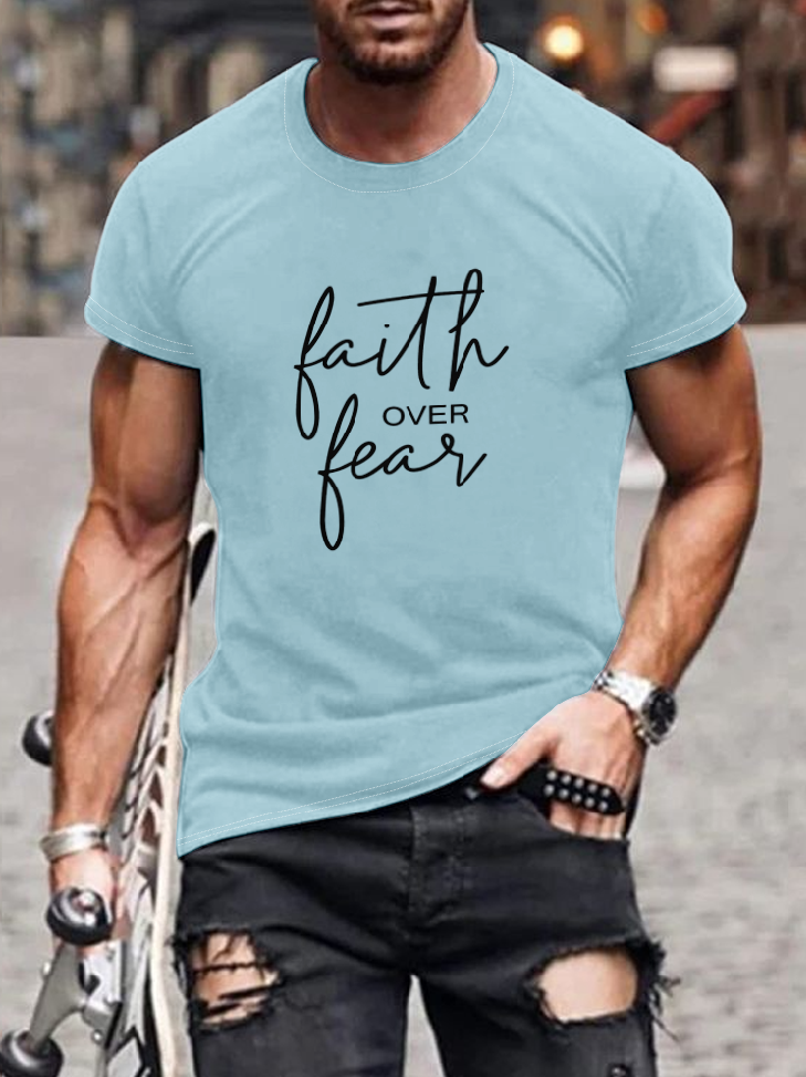 Faith Over Fear Religious Easter Text T-shirt