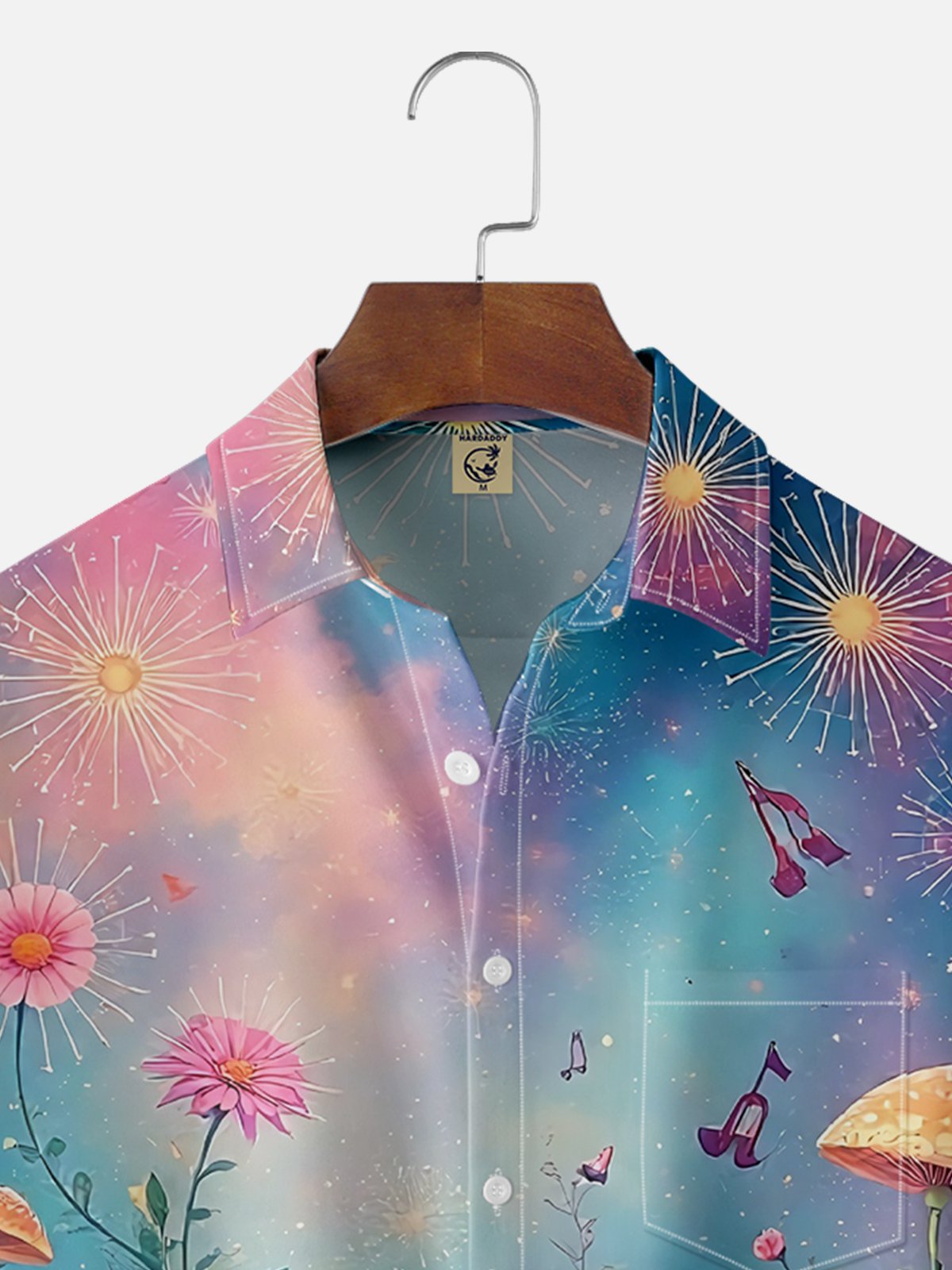 Moisture-wicking Fantasy Mushroom Art Young Avant-garde Chest Pocket Hawaiian Shirt