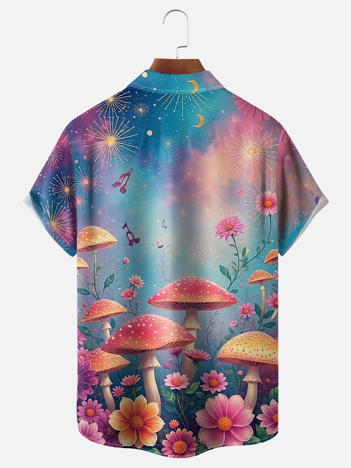 Moisture-wicking Fantasy Mushroom Art Young Avant-garde Chest Pocket Hawaiian Shirt