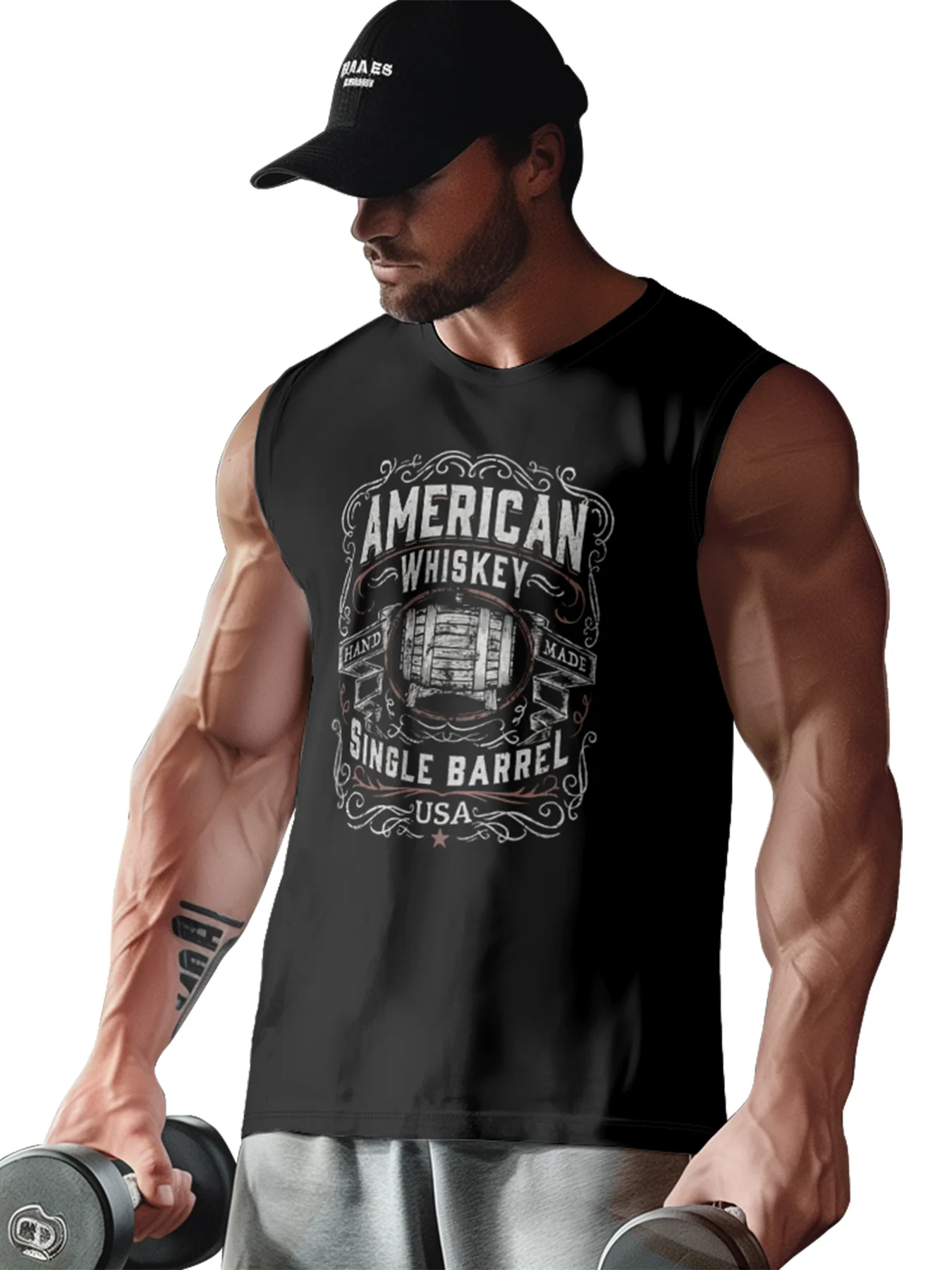 Mens Crewneck Tank Tops American Whiskey Beach Sleeveless Shirt