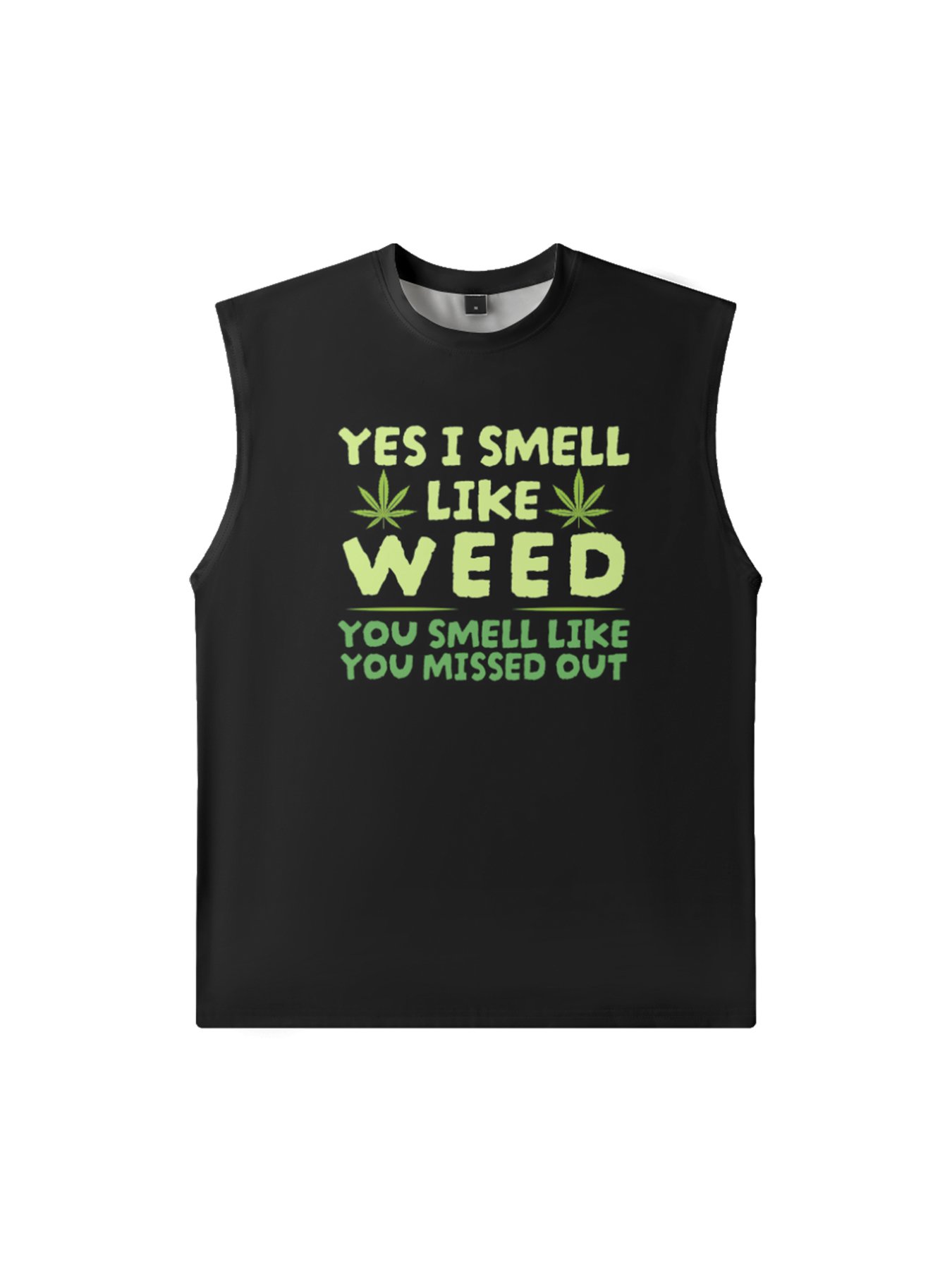 Mens Crewneck Tank Tops Smell Weed Beach Sleeveless Shirt
