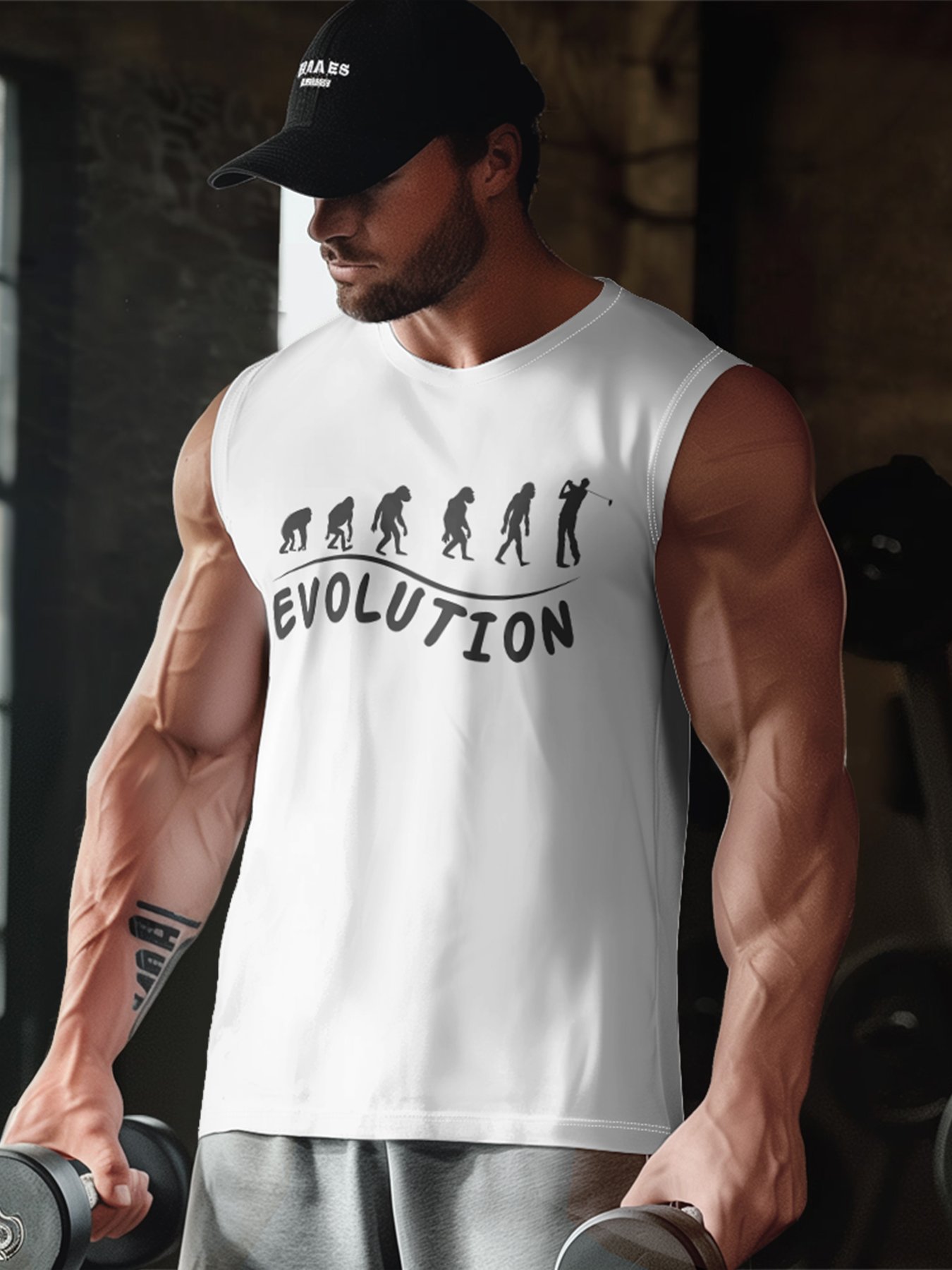 Mens Crewneck Tank Tops Evolution Beach Sleeveless Shirt