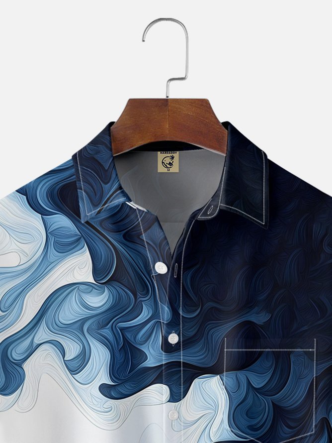 Tall Size Moisture-wicking Gradient Color Easter Cross Jesus Chest Pocket Casual Shirt