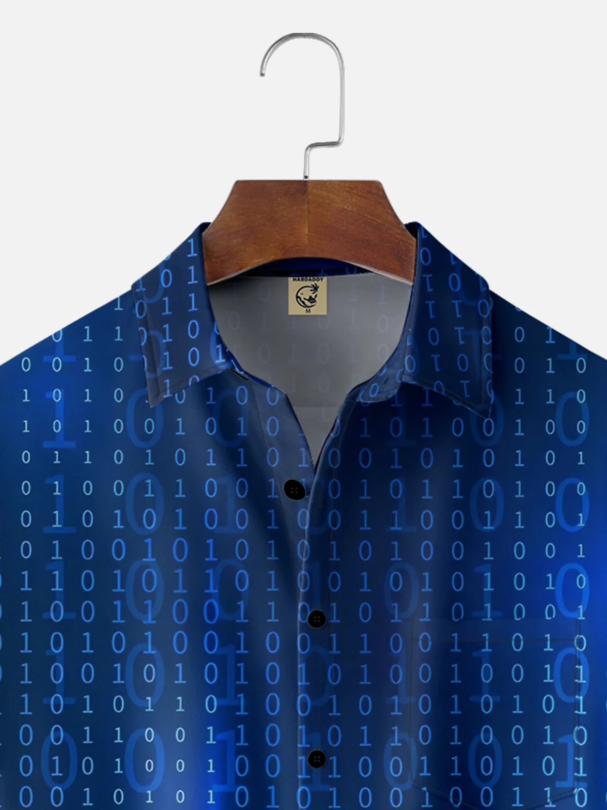 Moisture-wicking Science Fiction Digital Code Chest Pocket Casual Shirt