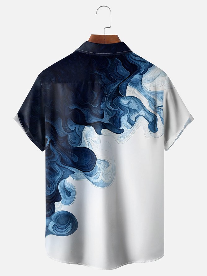 Tall Size Moisture-wicking Gradient Color Easter Cross Jesus Chest Pocket Casual Shirt