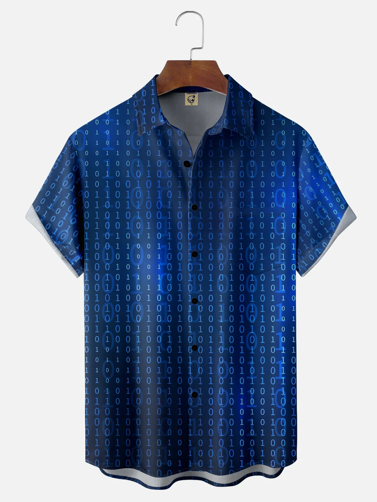 Moisture-wicking Science Fiction Digital Code Chest Pocket Casual Shirt