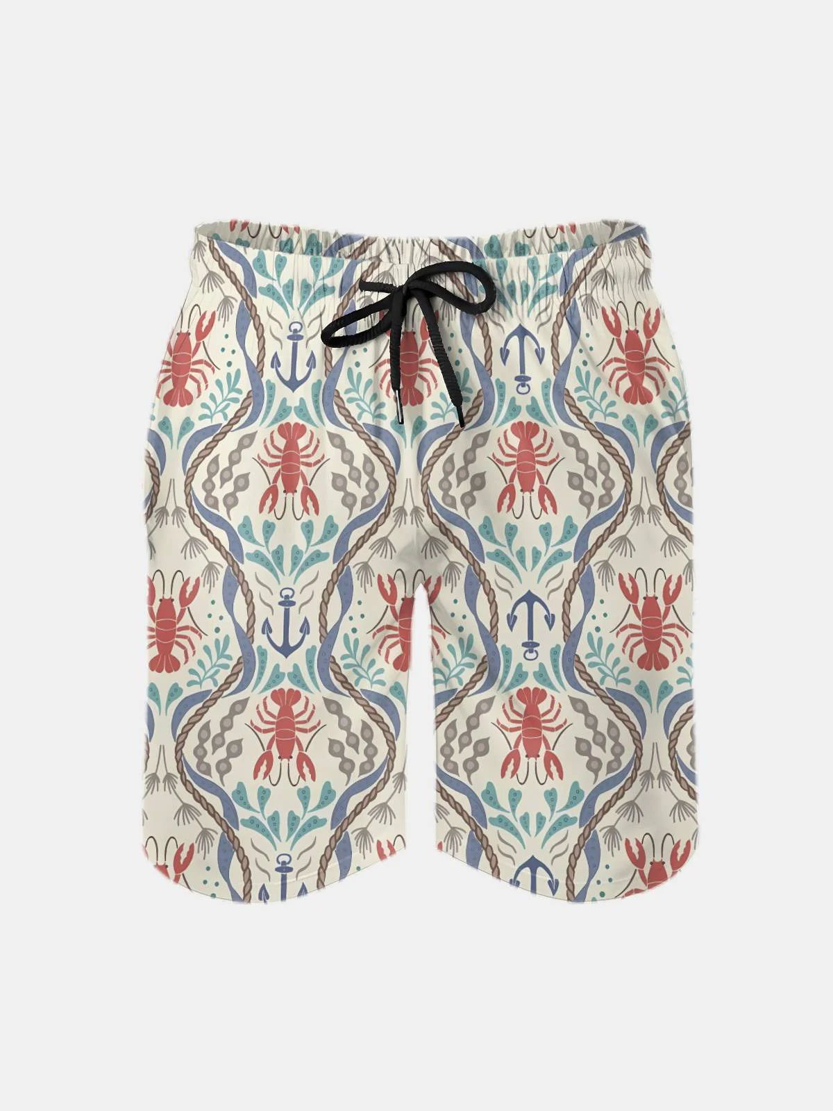 Men's Swim Trunks Hawaiian Marine Lobster Beach Shorts with Pockets
