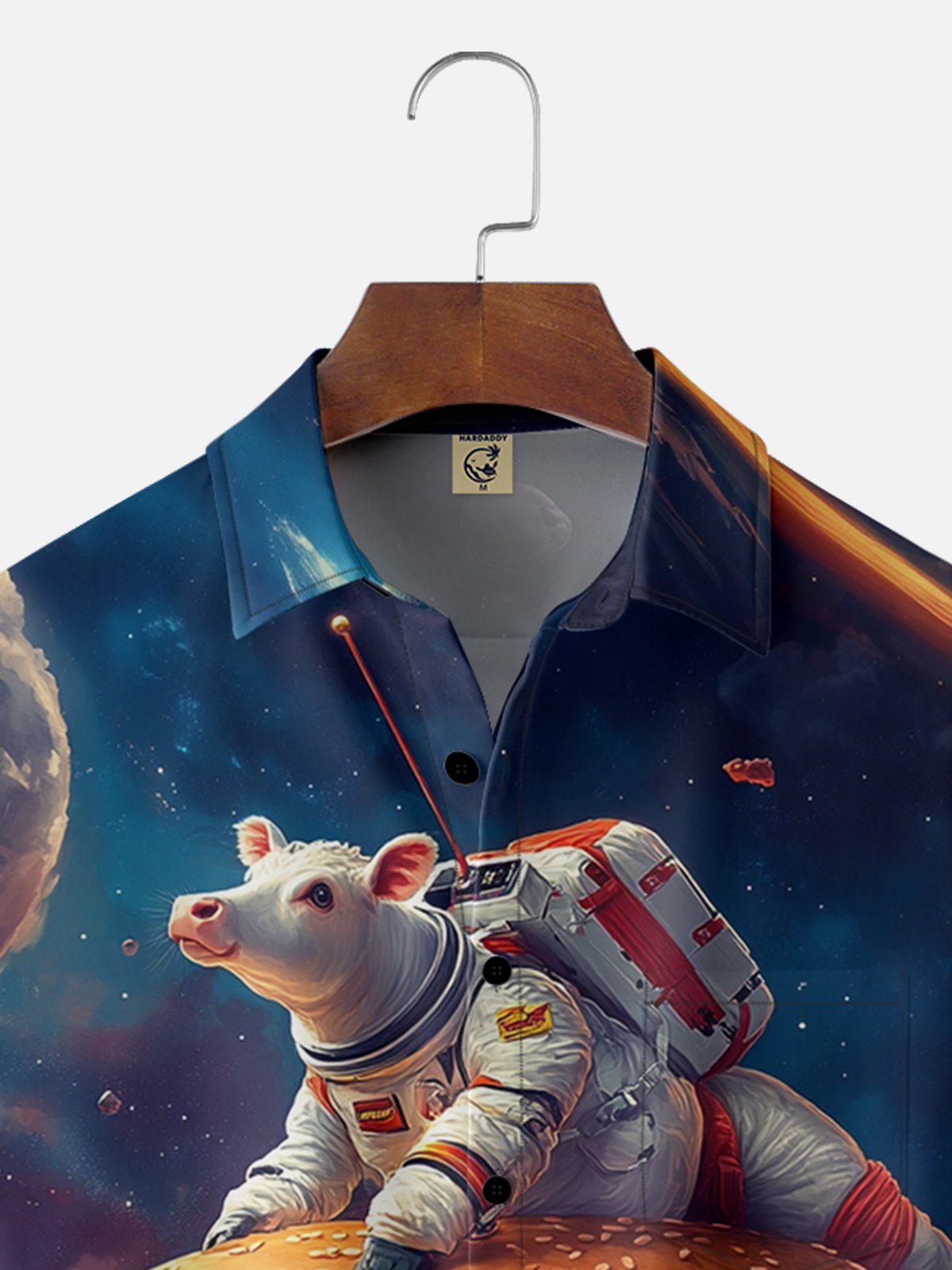 Moisture-wicking Aerospace Cow Hamburger Chest Pocket Casual Shirt