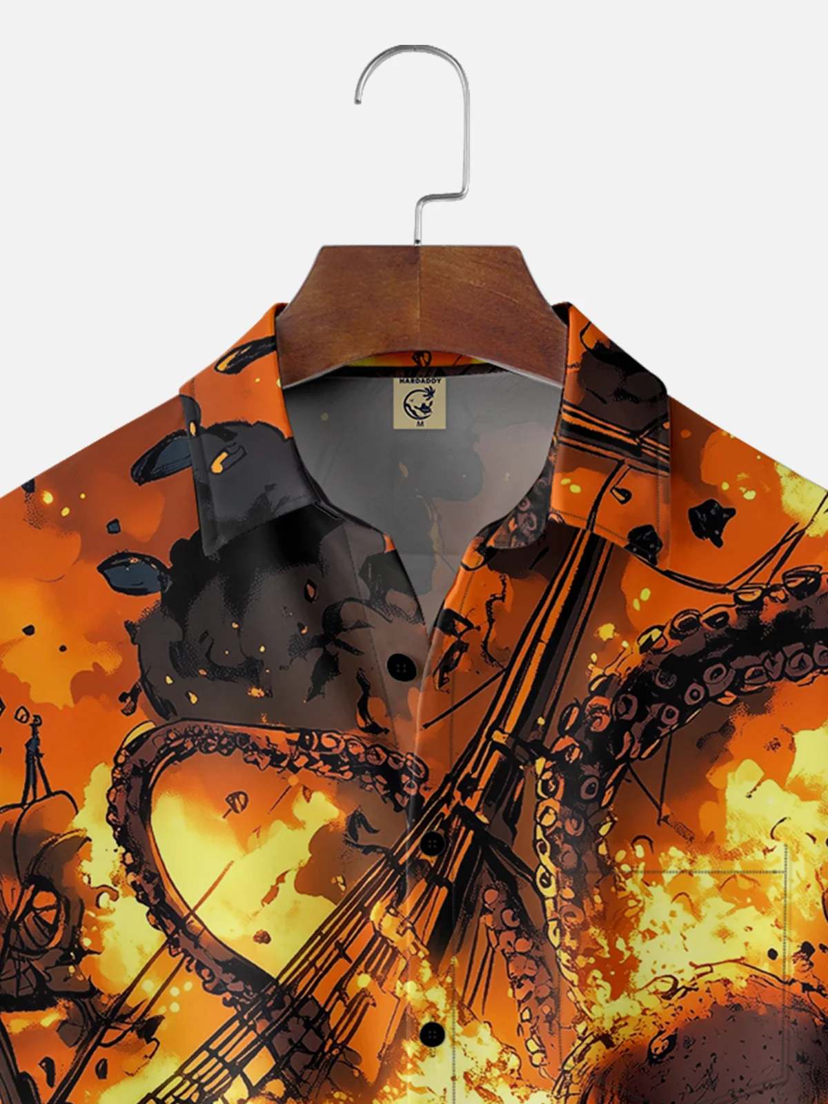 Moisture Wicking Octopus Pirate Chest Pocket Hawaiian Shirt