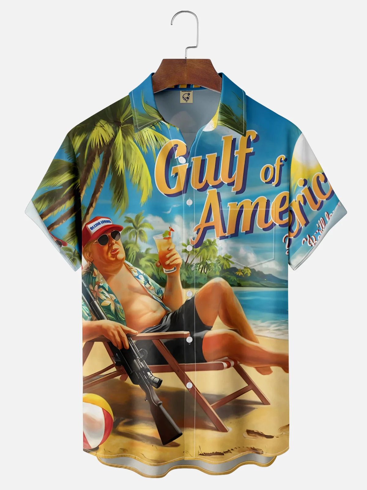 Moisture Wicking Vacation Trump Chest Pocket Hawaiian Shirt