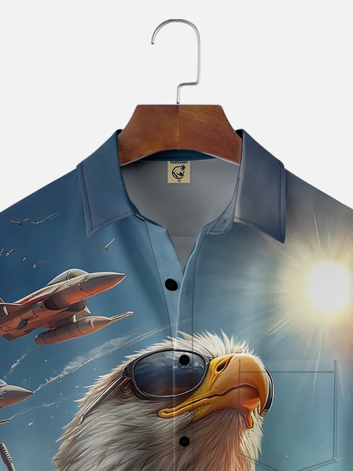 Moisture-wicking Memorial Day Air Force Bald Eagle USA Chest Pocket Casual Shirt