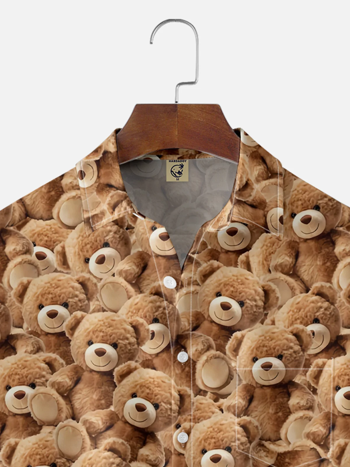 Moisture Wicking Bear Stuffed Animal Chest Pocket Hawaiian Shirt