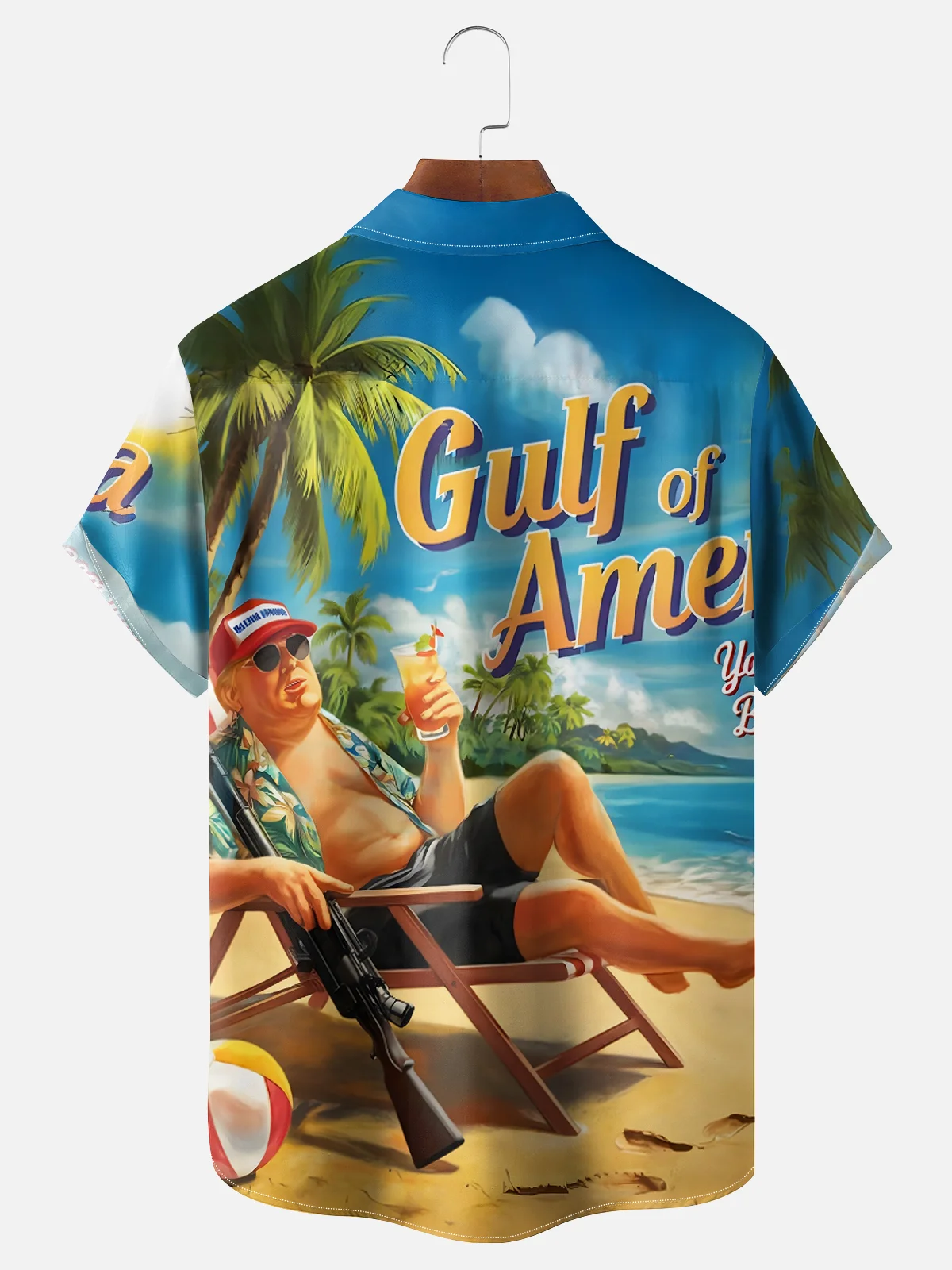Moisture Wicking Vacation Trump Chest Pocket Hawaiian Shirt