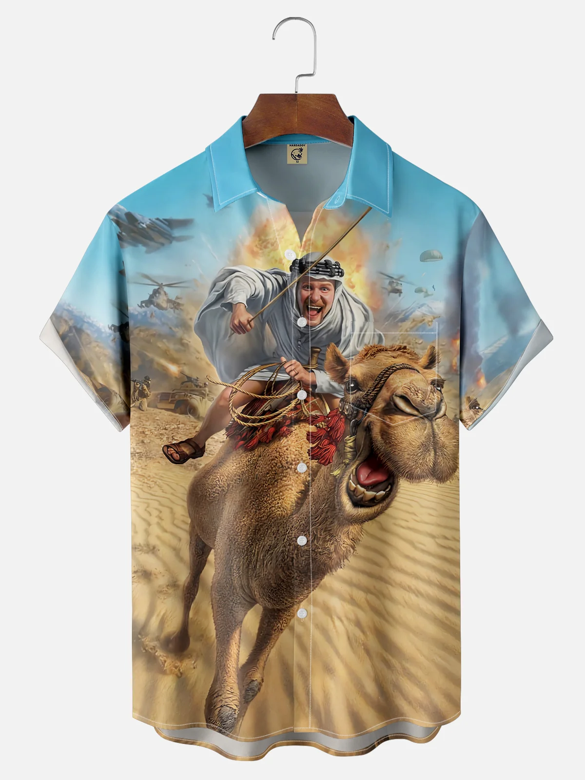 Moisture-wicking Desert Camel Character Fun Art Chest Pocket Casual Shirt