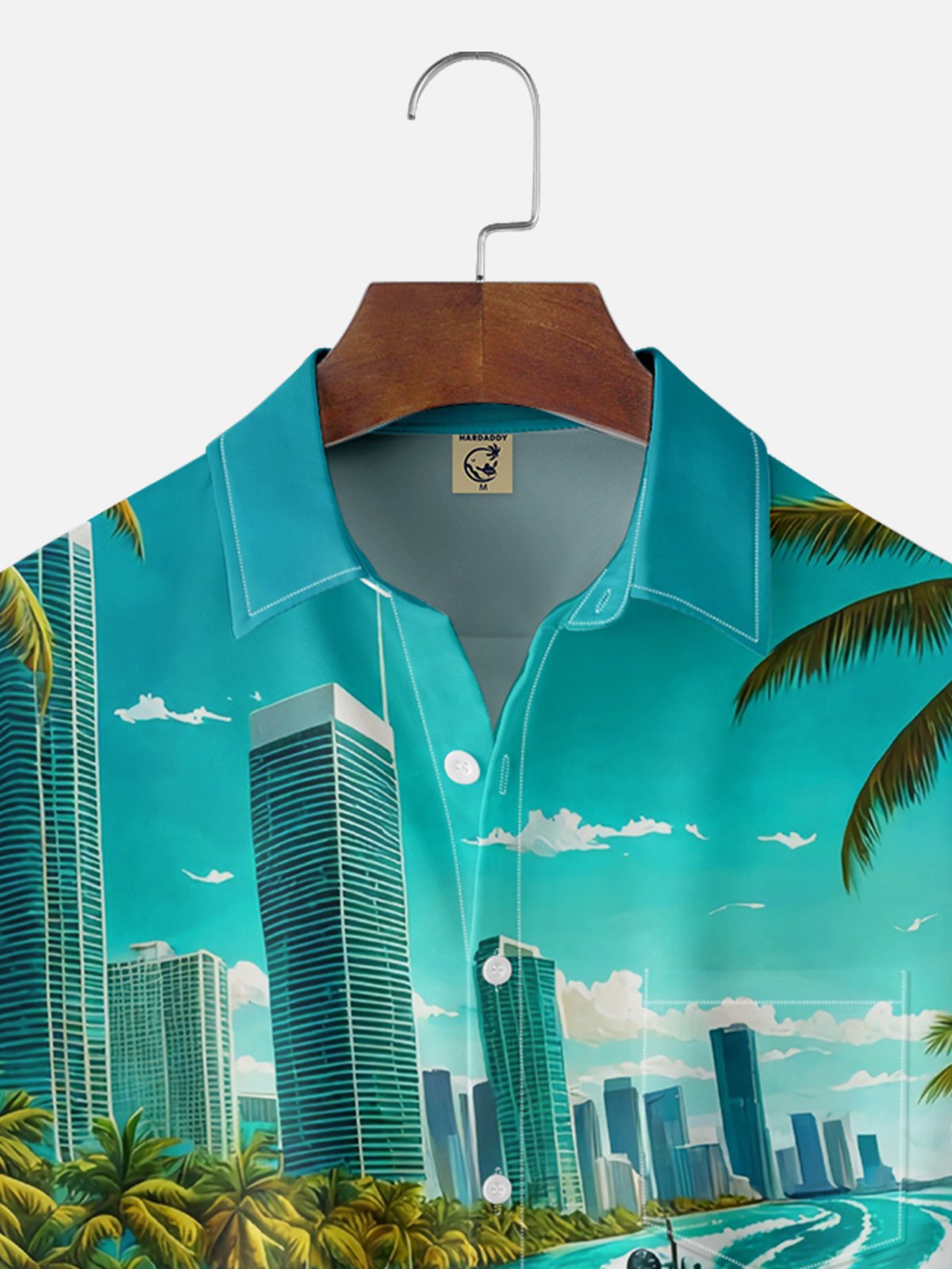 Moisture-wicking Alligator Beach Coconut Tree Chest Pocket Hawaiian Shirt