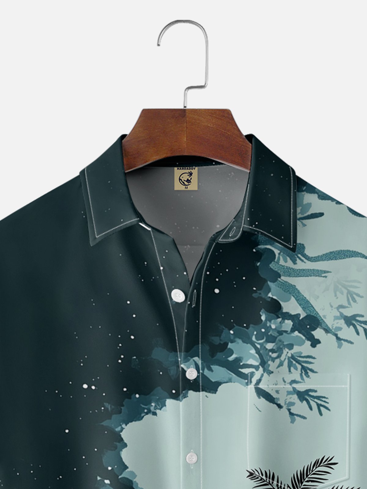 Moisture-wicking Tropical Palm Tree Chest Pocket Hawaiian Shirt