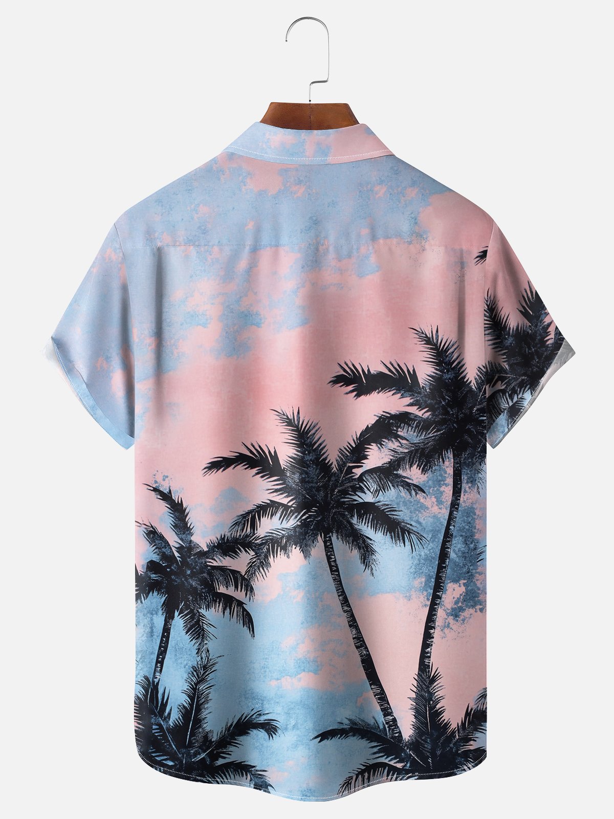 Moisture-wicking Palm Tree Chest Pocket Hawaiian Shirt